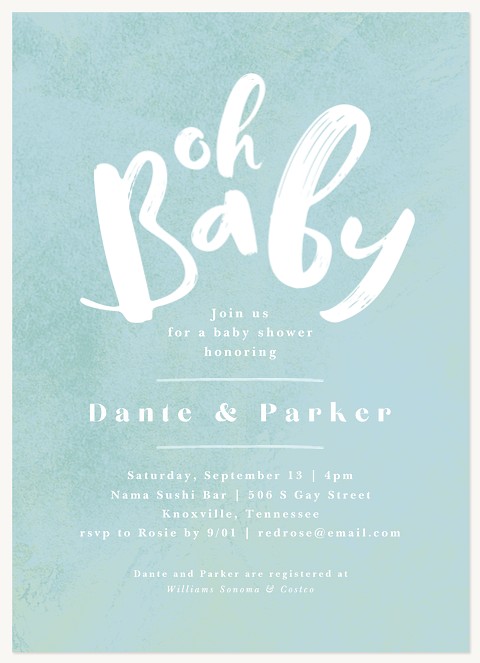 Oh Baby Blue Baby Shower Invites
