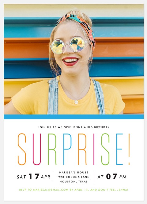 Surprise Rainbow Adult Birthday Invitations