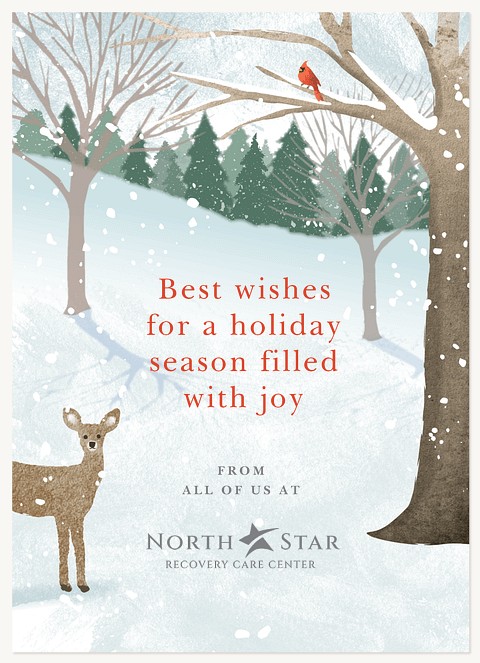  Snowy Deer Business Holiday Cards