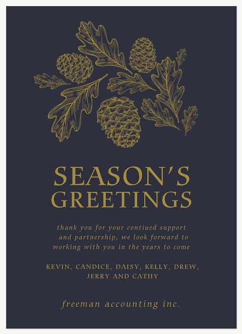 Engraved Pinecones Business Holiday Cards