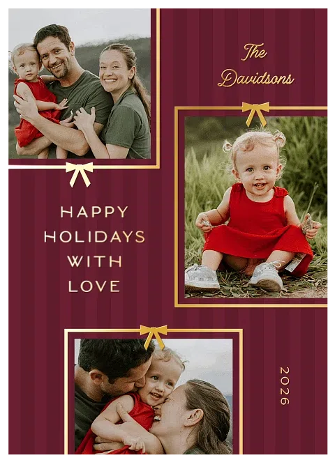 Ribboned Love Personalized Holiday Cards