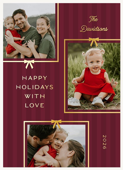 Ribboned Love Personalized Holiday Cards