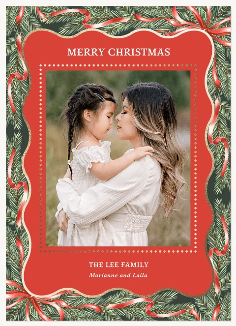 Ribbons & Pine Personalized Holiday Cards