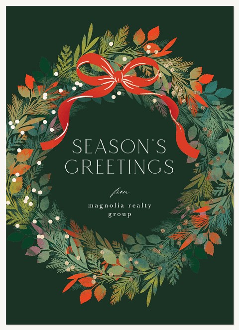 Multicolored Wreath Business Holiday Cards