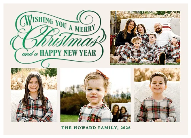 Vintage Lettering Personalized Holiday Cards