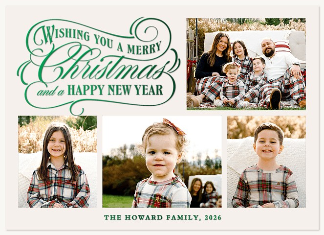 Vintage Lettering Personalized Holiday Cards