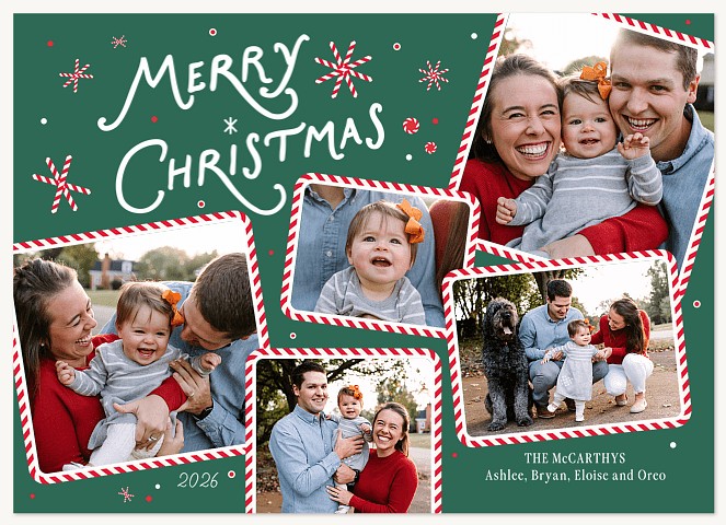 Peppermint Keepsake Personalized Holiday Cards