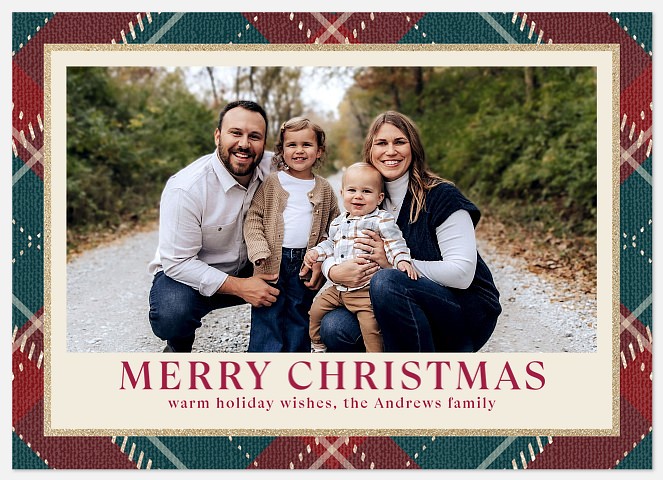 Stitched Plaid Holiday Photo Cards