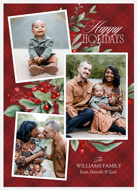 Berry Merry Plaid Holiday Photo Cards