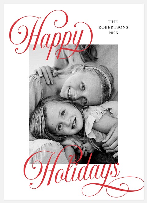 Grand Script Holiday Photo Cards