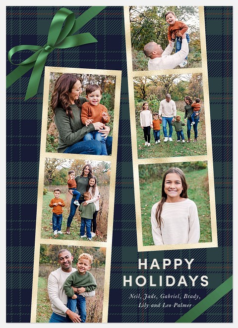 Wrapped Photo Strips Holiday Photo Cards