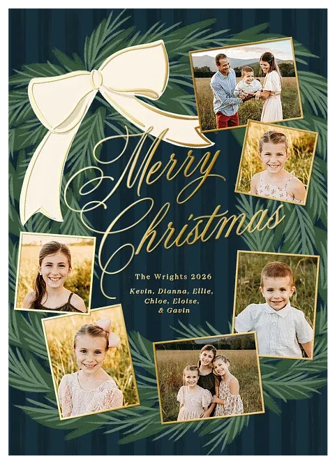 Festive Wreath Personalized Holiday Cards