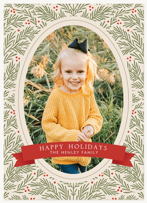 Oval Frame Personalized Holiday Cards