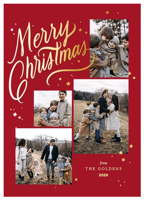 Golden Starlight Personalized Holiday Cards