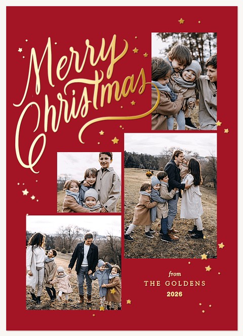 Golden Starlight Personalized Holiday Cards
