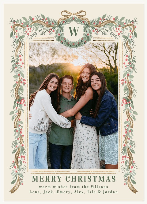 Sentimental Greenery Personalized Holiday Cards