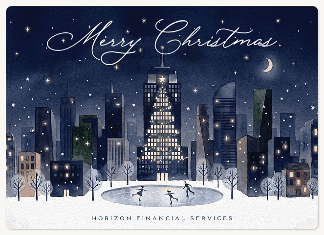 Night Skyline Holiday & Christmas Magnet Cards