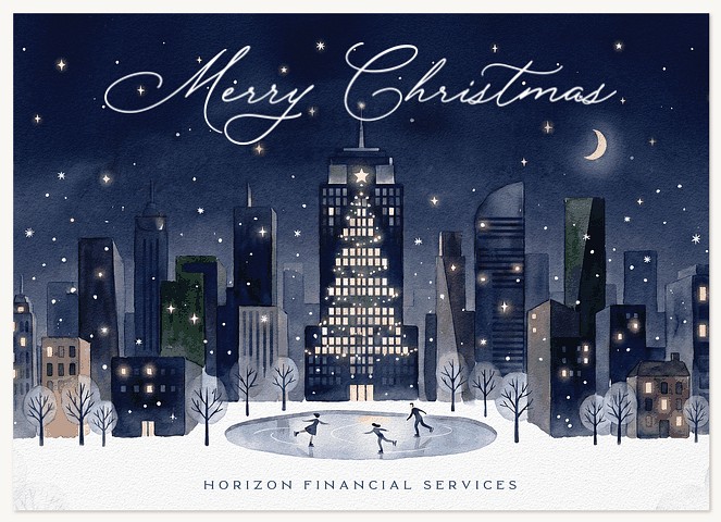 Night Skyline Business Holiday Cards