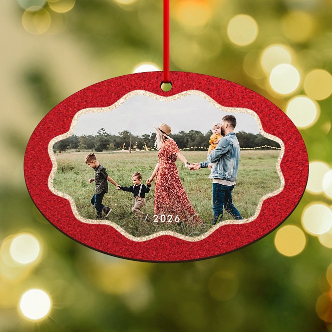Glittery Wave Personalized Ornaments