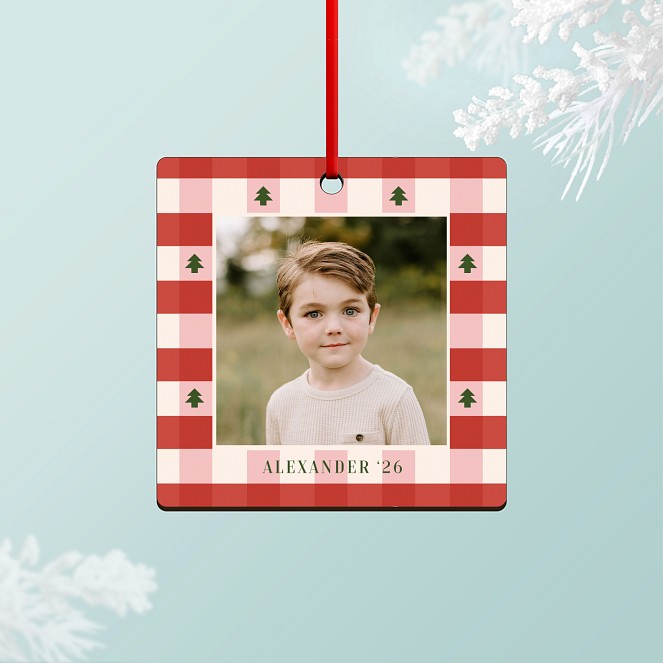 Pine Patchwork Personalized Ornaments