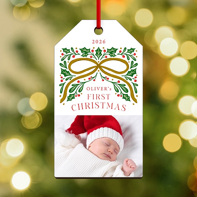 First Christmas Bow Personalized Ornaments