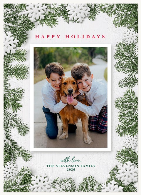 Evergreen Snowfall Personalized Holiday Cards