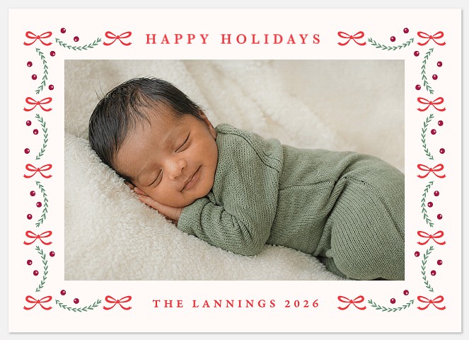 Ribbon Sprigs Holiday Photo Cards