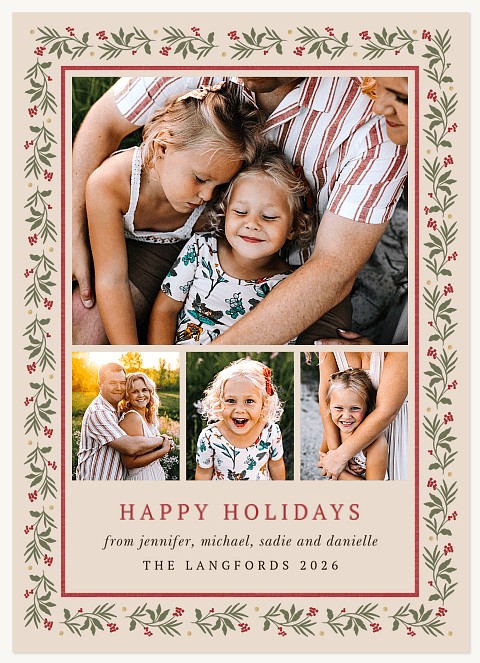 Woodcut Border Personalized Holiday Cards