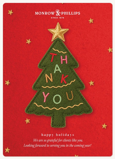 Felt Tree Thanks Holiday & Christmas Magnet Cards