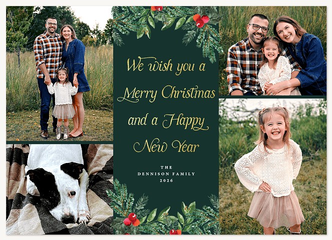 Seasonal Sprigs Personalized Holiday Cards