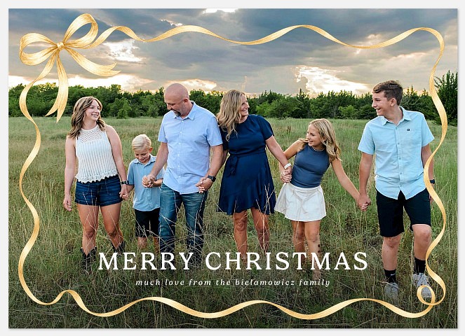 Golden Ribbon Holiday Photo Cards