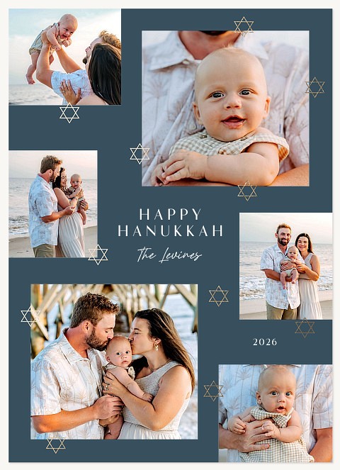 Glitzy Blue Hanukkah Cards