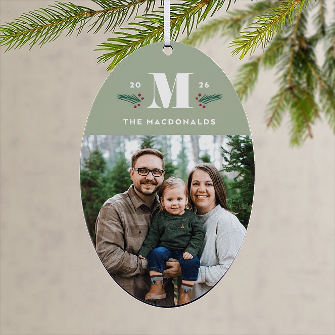 Monogram Oval Custom Ornaments