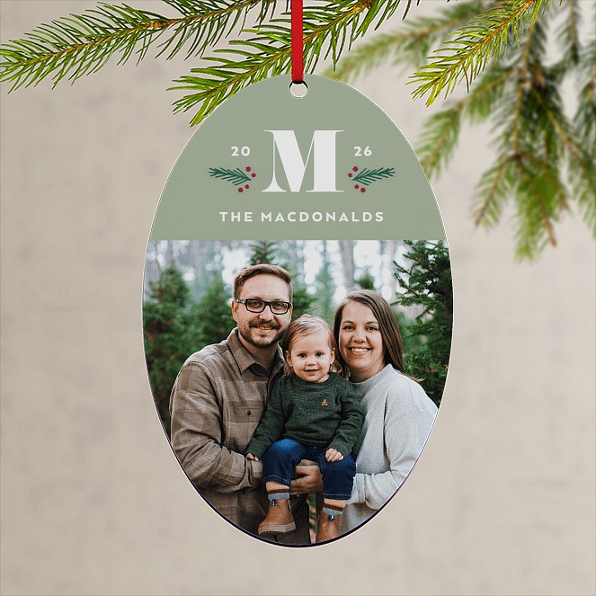 Monogram Sprigs Custom Ornaments