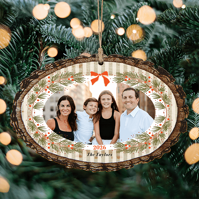 Rustic Stripes Personalized Ornaments