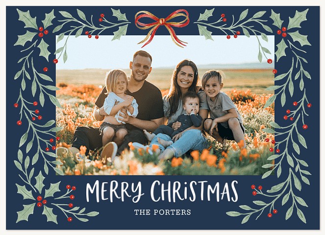 Botanical Overlay Personalized Holiday Cards