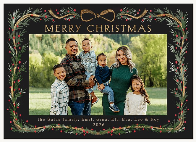 Elegant Foliage Raised Gloss Holiday Cards