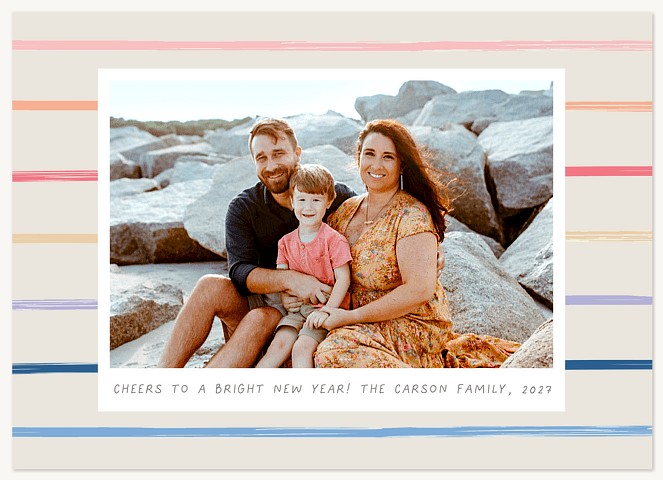 Rainbow Stripes Personalized Holiday Cards