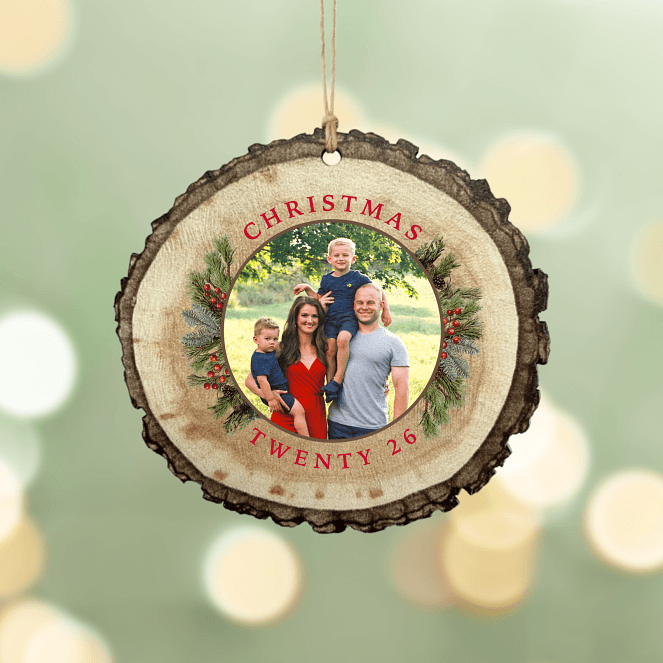 Rustic Wreath Personalized Ornaments