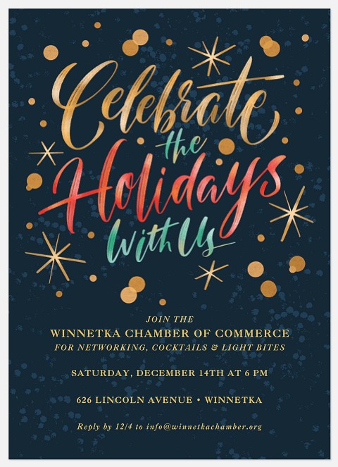Celebratory Sparkle Holiday Party Invitations
