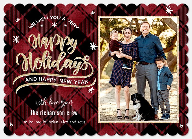 Plaid Sparkle Holiday Photo Cards