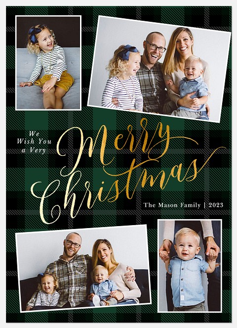 Shimmering Plaid Holiday Photo Cards