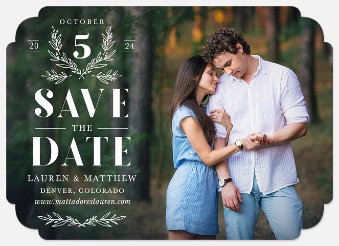 Fanciful Laurels Save the Date Photo Cards