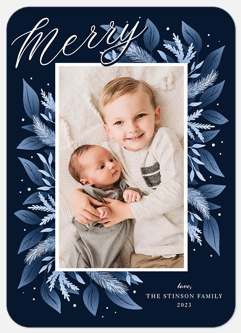 Midnight Florals Holiday Photo Cards