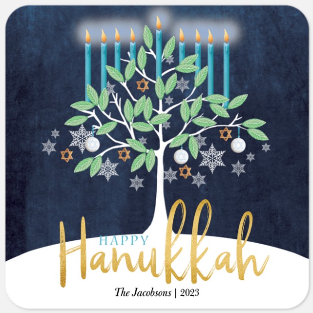 Menorah Treetop Hanukkah Photo Cards