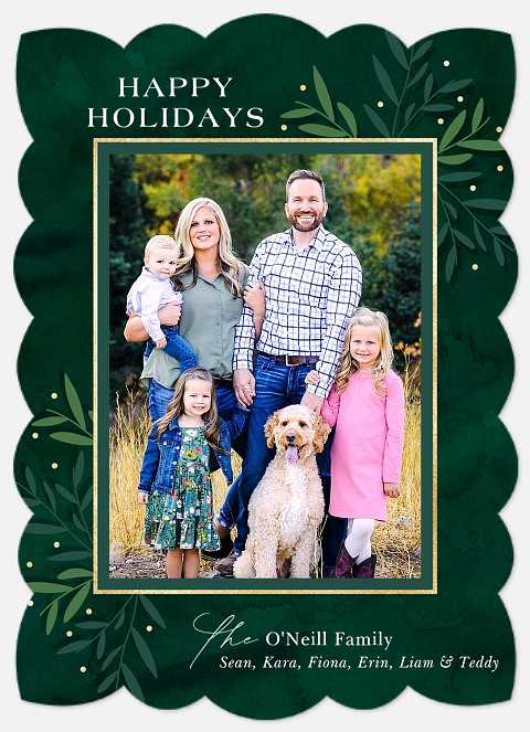 Fanciful Greenery Holiday Photo Cards
