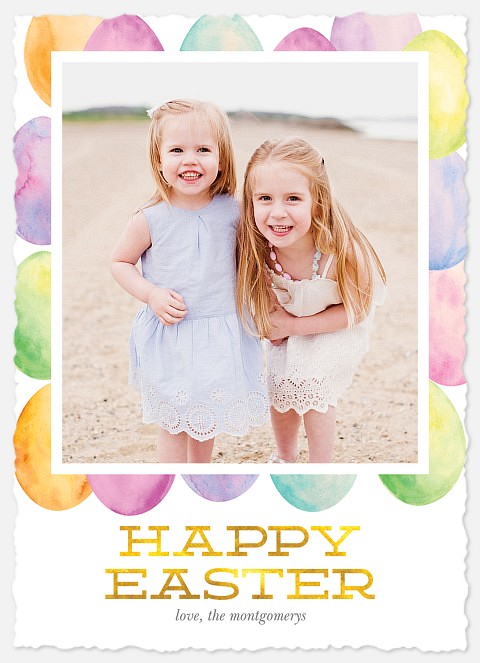 Watercolor Eggs Easter Photo Cards