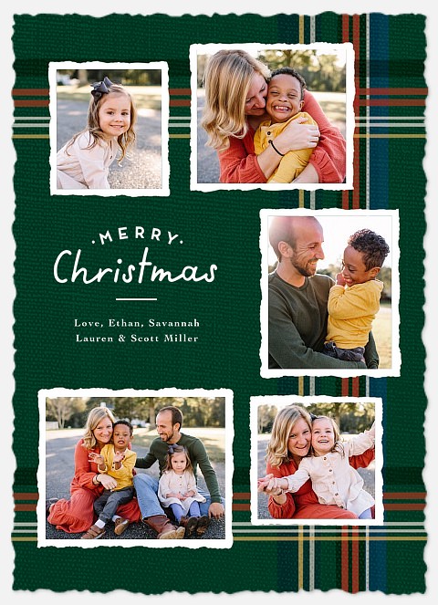 Textured Plaid Holiday Photo Cards