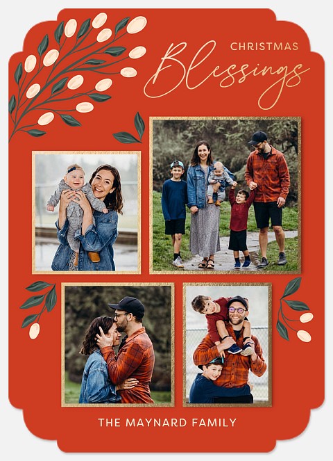 Shimmering Winterberries Holiday Photo Cards