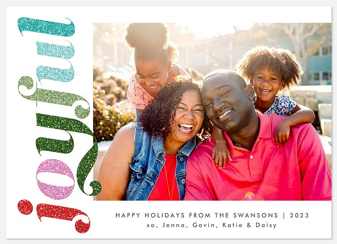 Joyful Glitter Holiday Photo Cards